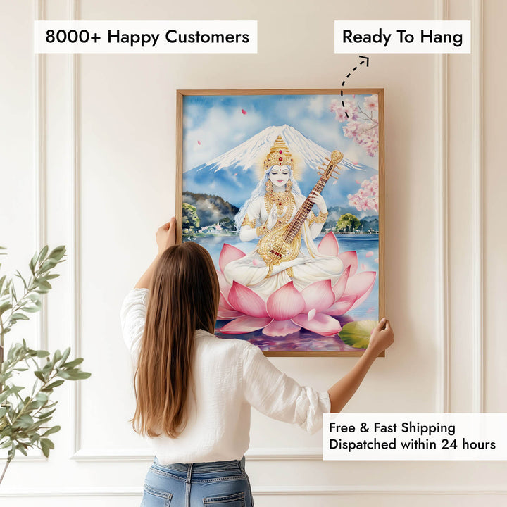 Goddess Saraswati on Lotus - Vastu Painting