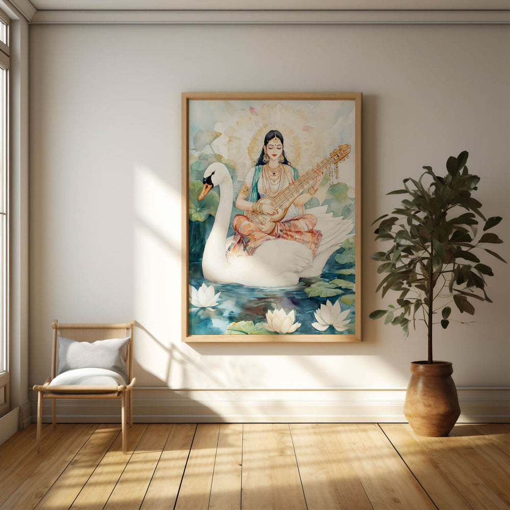 goddess-saraswati-on-swan-vastu-painting