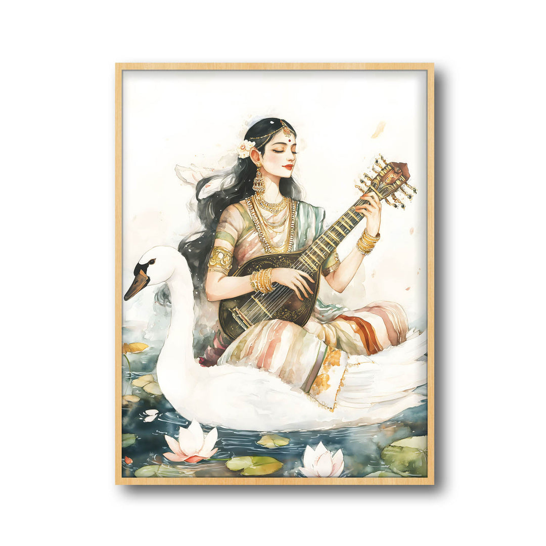 goddess-saraswati-sitting-on-swan-vastu-painting