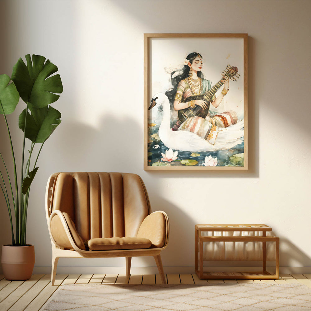 goddess-saraswati-sitting-on-swan-vastu-painting