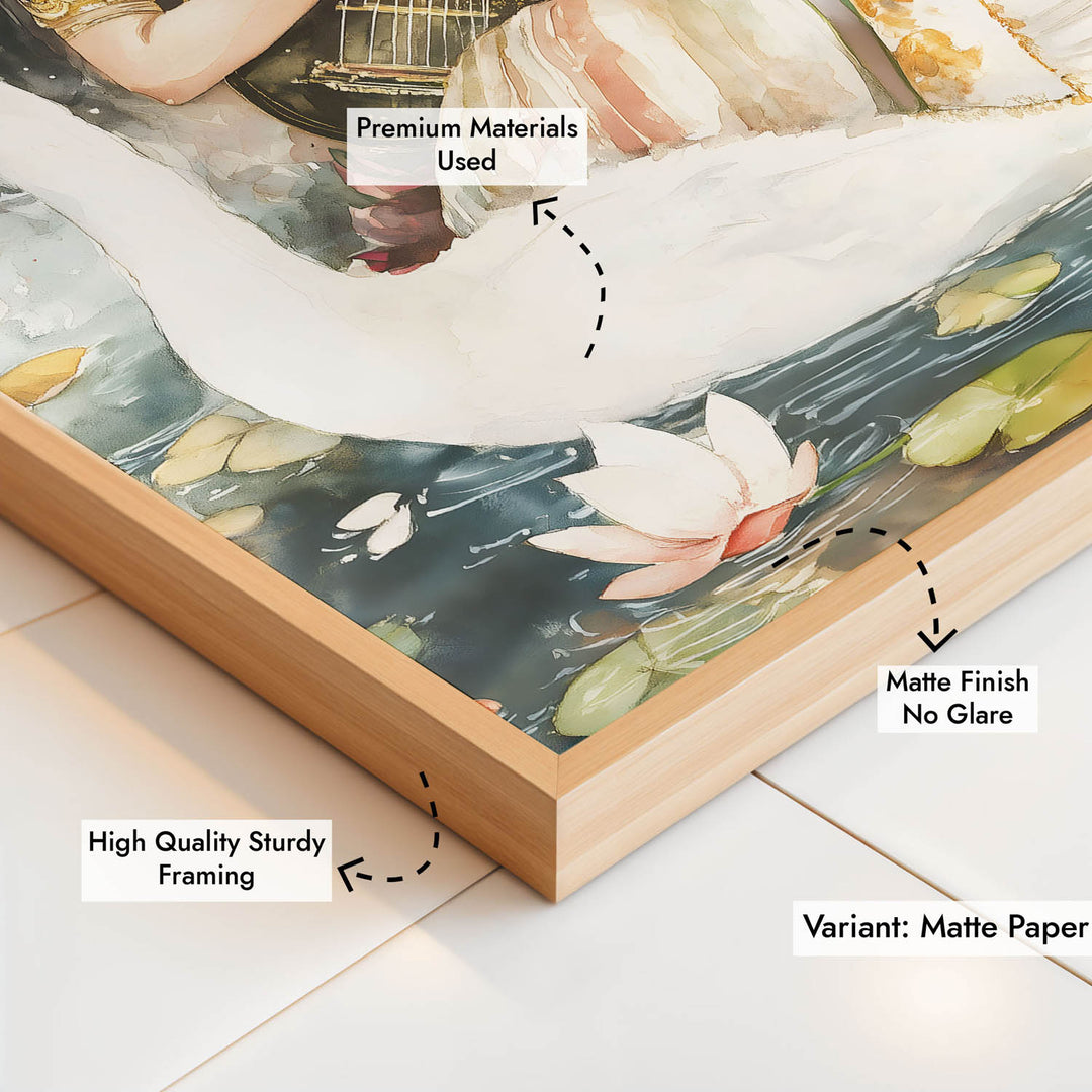 Goddess Saraswati sitting on Swan - Vastu Painting