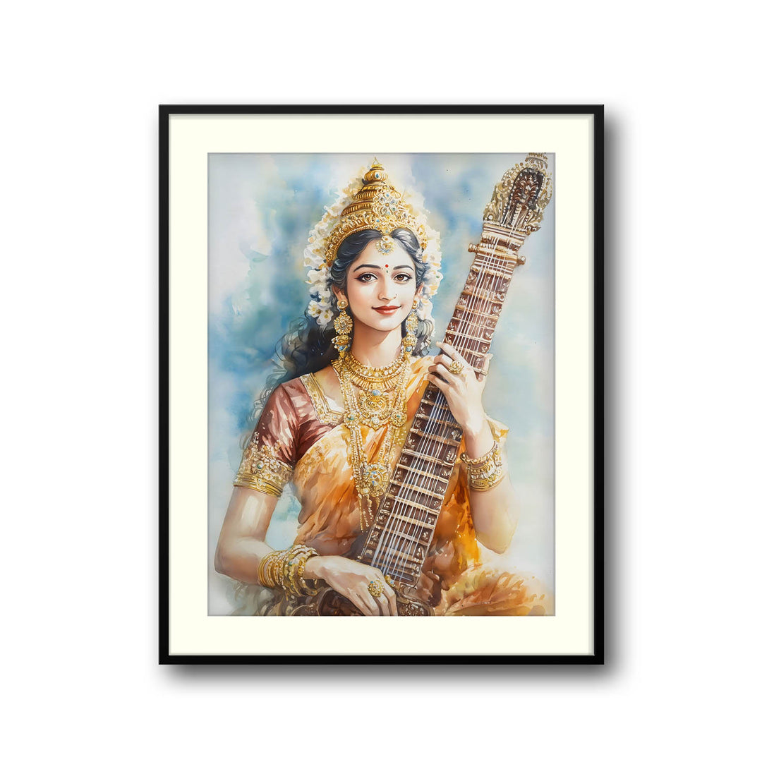 goddess-saraswati-with-sitar-vastu-painting