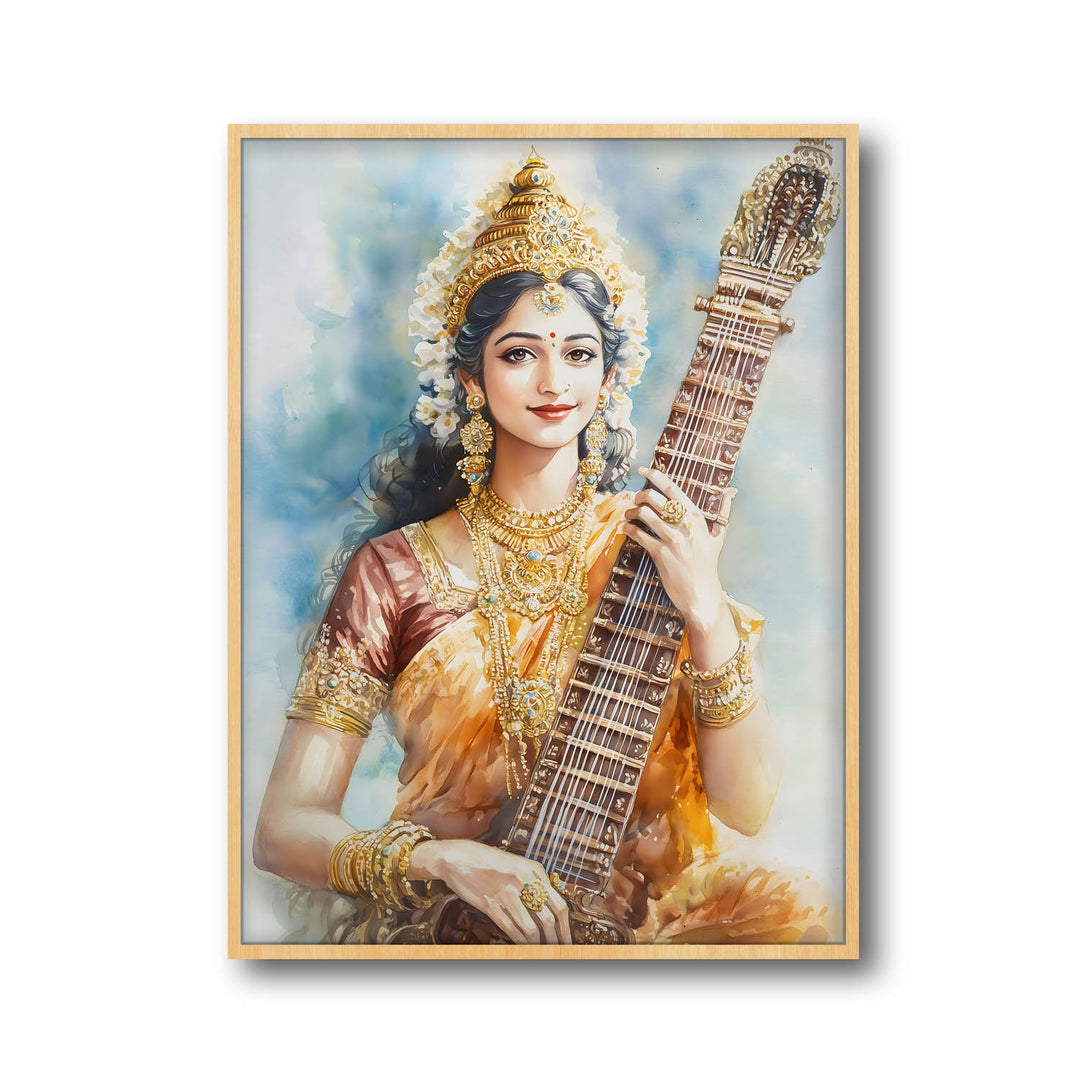 goddess-saraswati-with-sitar-vastu-painting