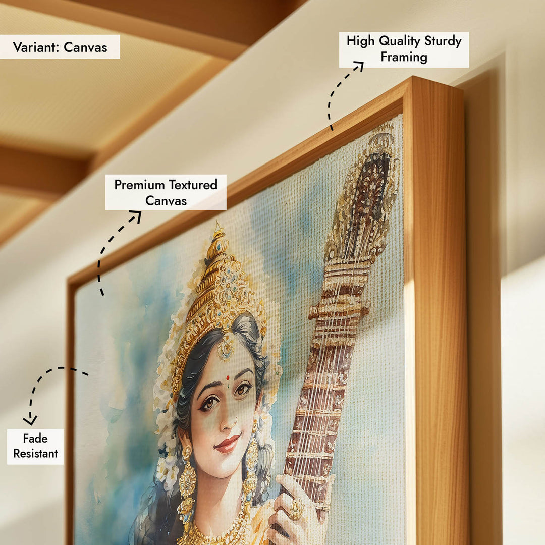 Goddess Saraswati with Sitar - Vastu Painting