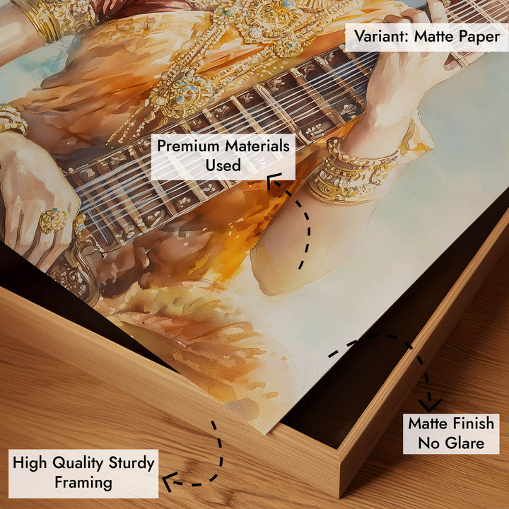 Goddess Saraswati with Sitar - Vastu Painting
