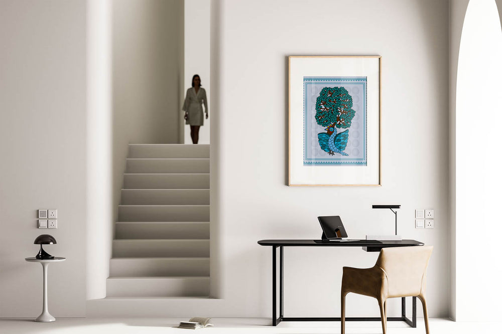 serene-peacock-gond-art