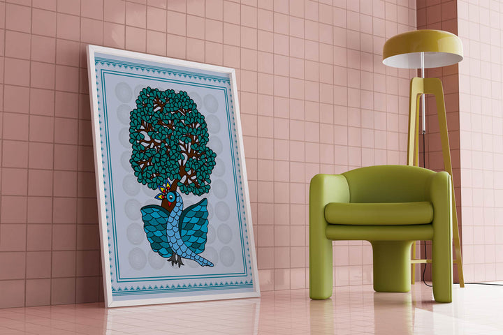 serene-peacock-gond-art