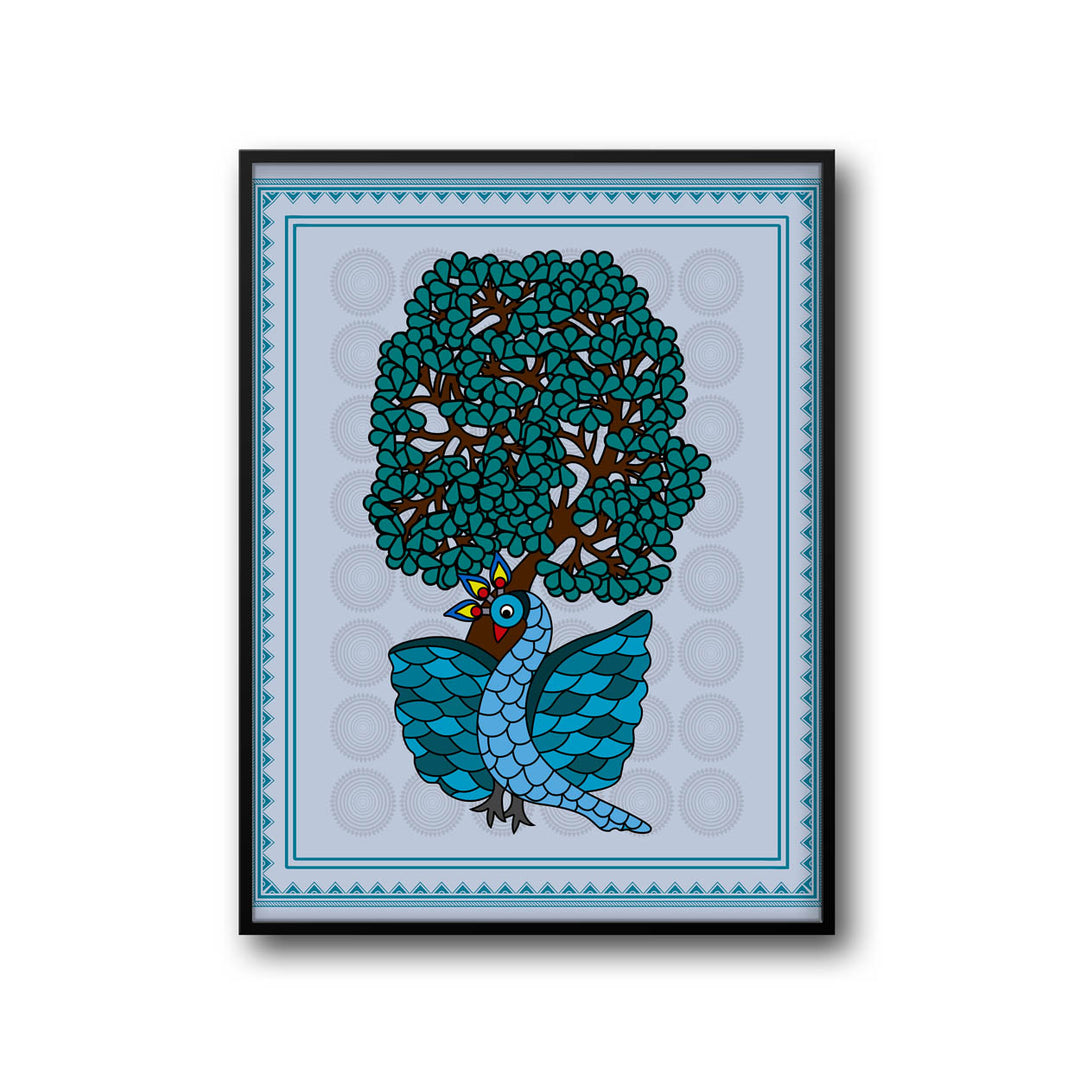 serene-peacock-gond-art