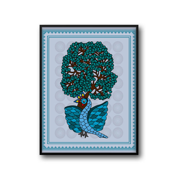 serene-peacock-gond-art