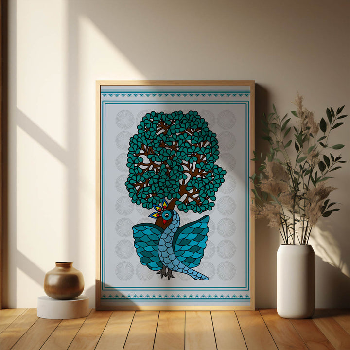 serene-peacock-gond-art