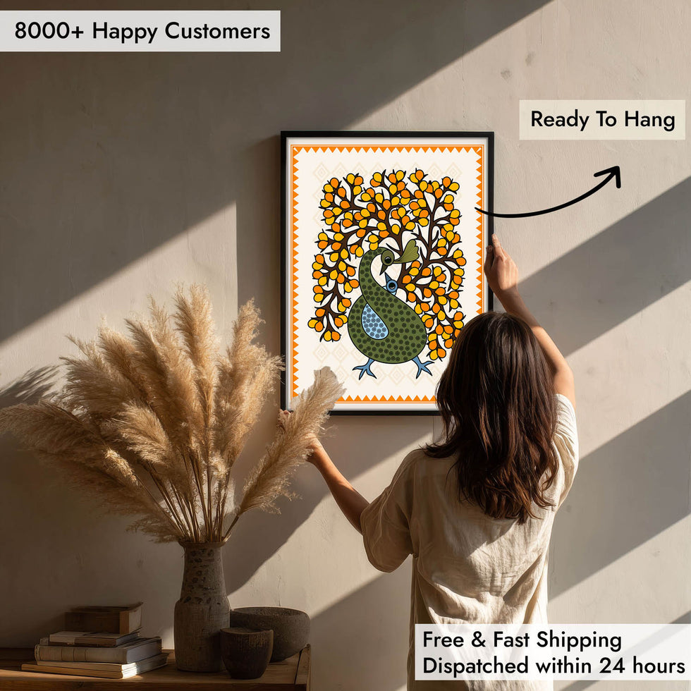 Elegant Peacocks - Madhubani Art