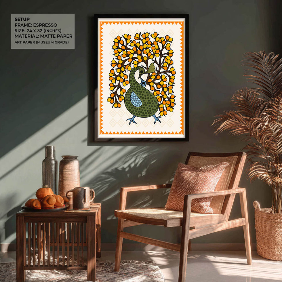 Elegant Peacocks - Madhubani Art