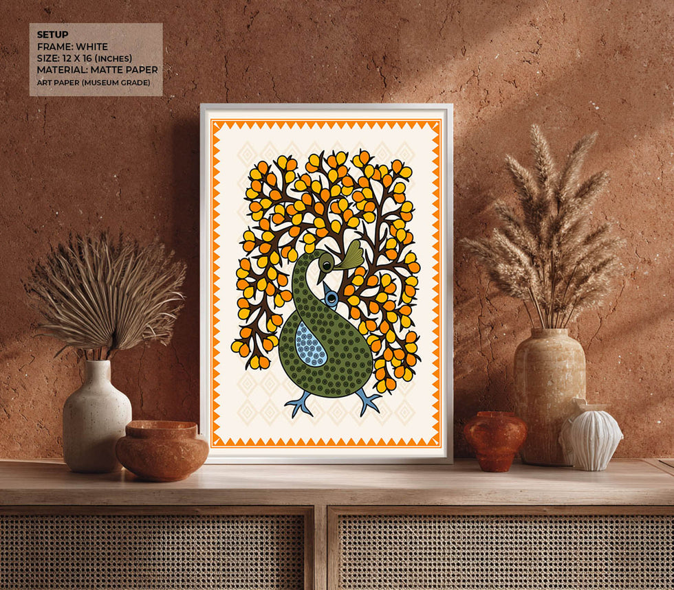 Elegant Peacocks - Madhubani Art