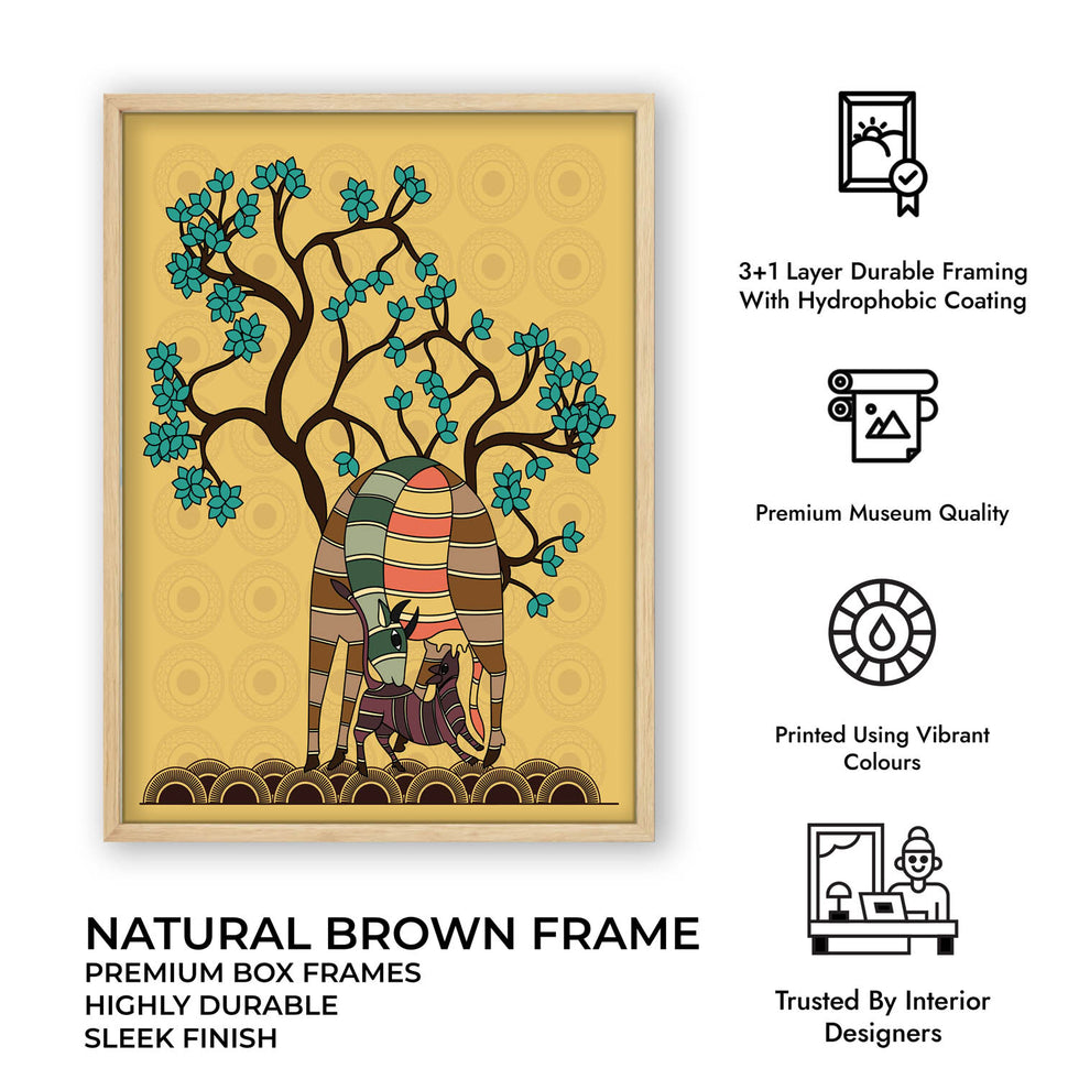 Mother & Fawn - Gond Art