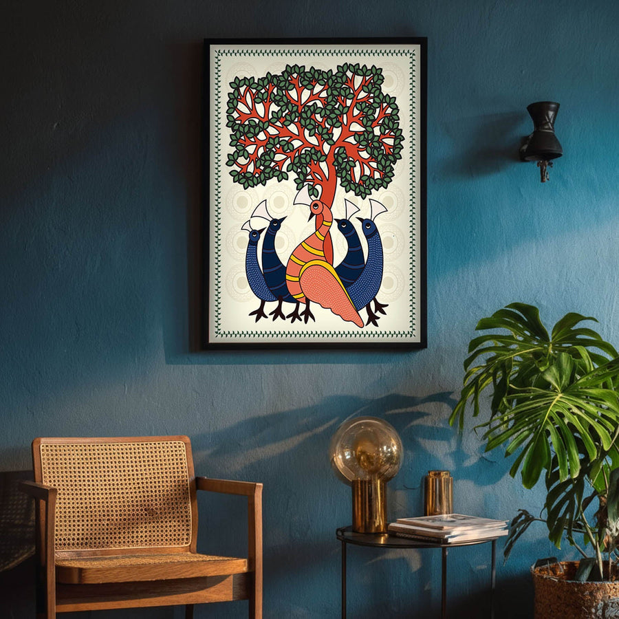 peacock-family-madhubani-art