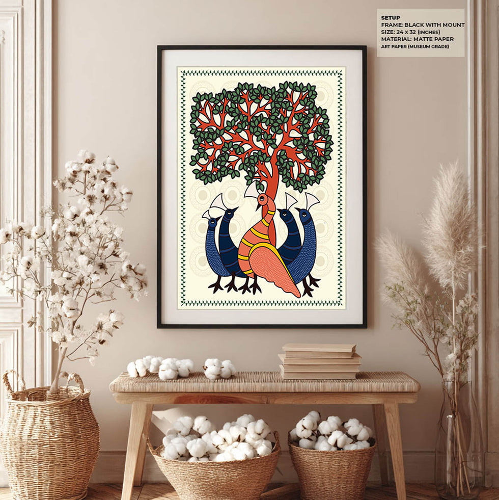 Peacock Family - Madhubani Art