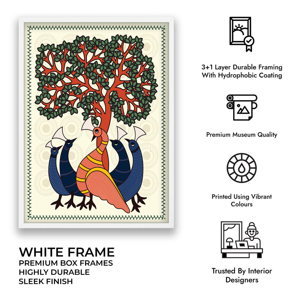 Peacock Family - Madhubani Art