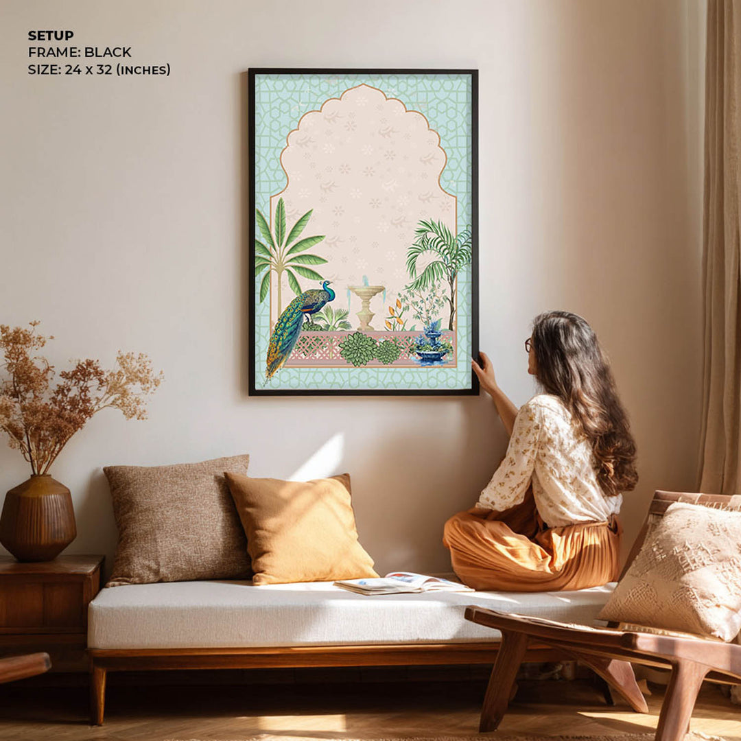 Peacock In Garden - Mughal Art