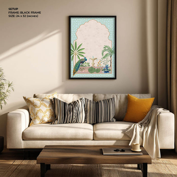 peacock-in-garden-mughal-art