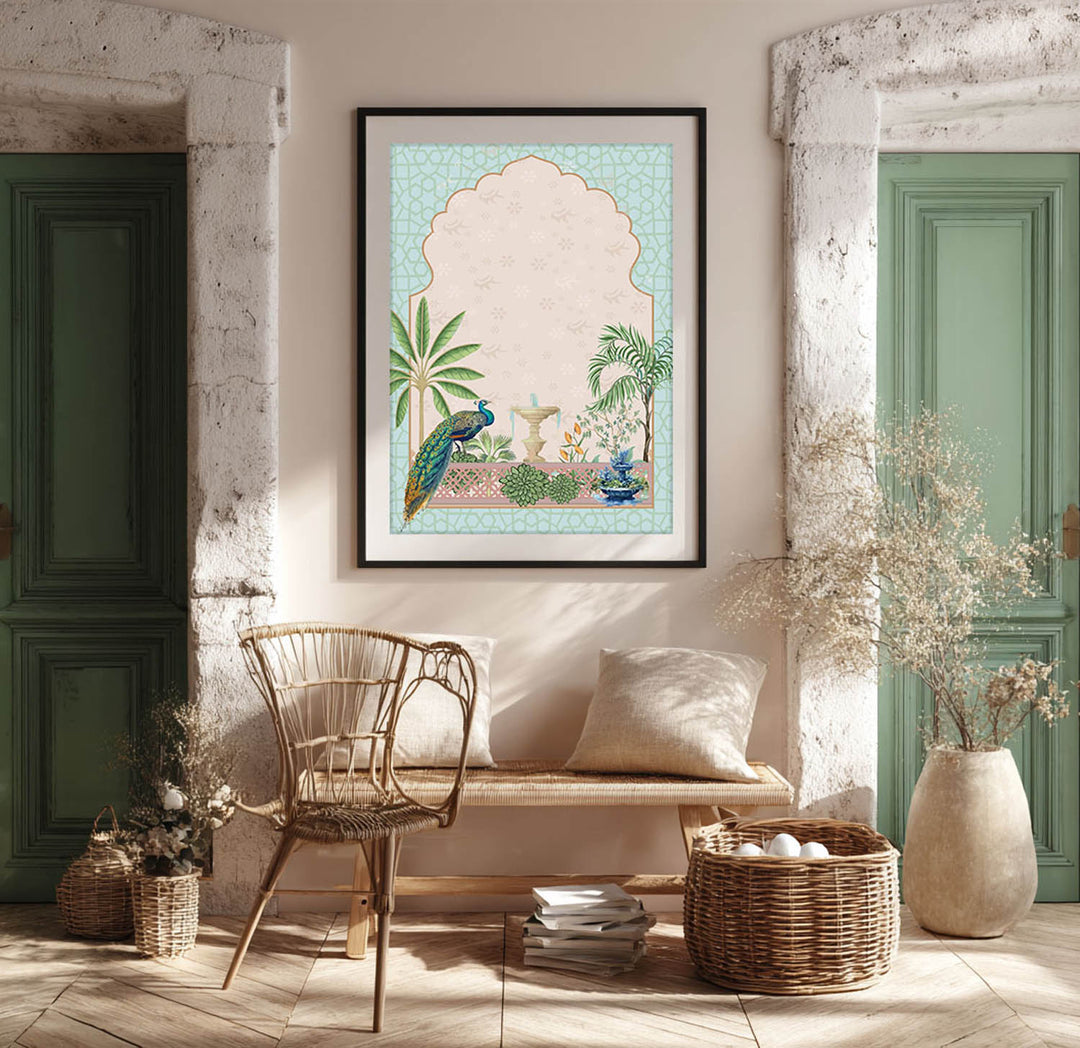 Peacock In Garden - Mughal Art