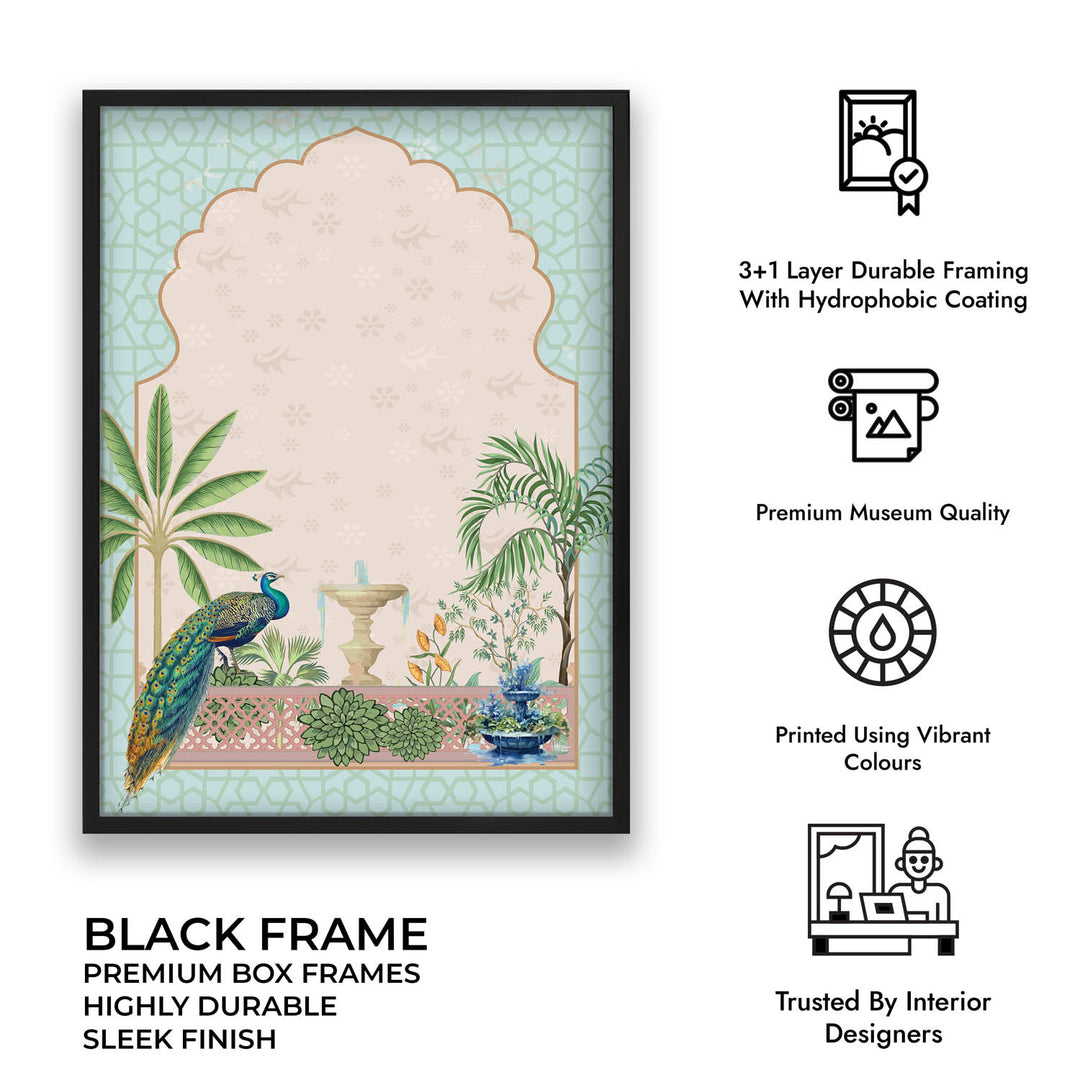 Peacock In Garden - Mughal Art