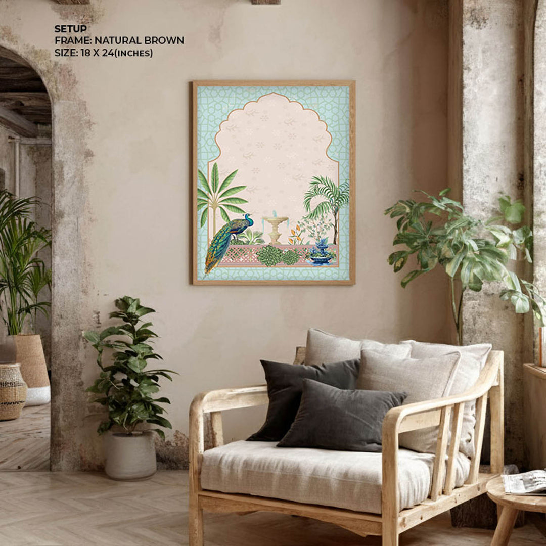 Peacock In Garden - Mughal Art