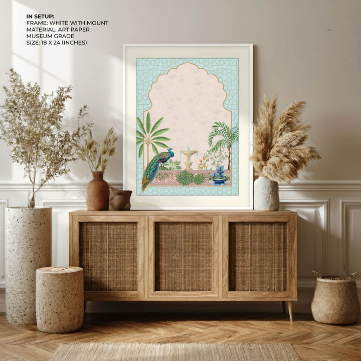 Peacock In Garden - Mughal Art