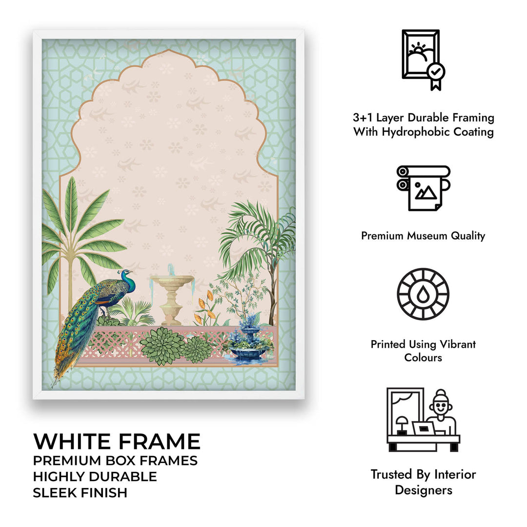 Peacock In Garden - Mughal Art