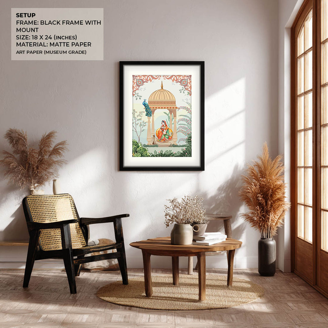 Queen &amp; Peacock - Mughal Art