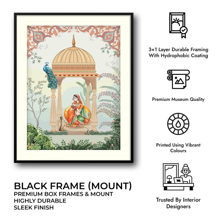 Queen &amp; Peacock - Mughal Art