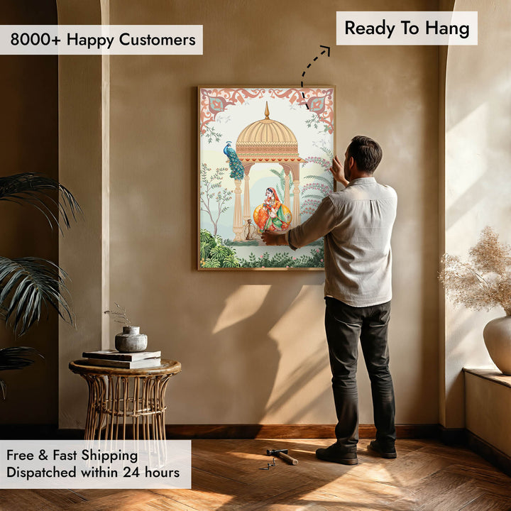 Queen &amp; Peacock - Mughal Art