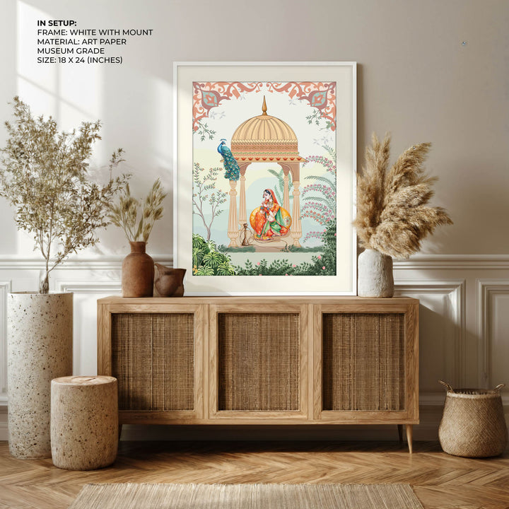 Queen &amp; Peacock - Mughal Art