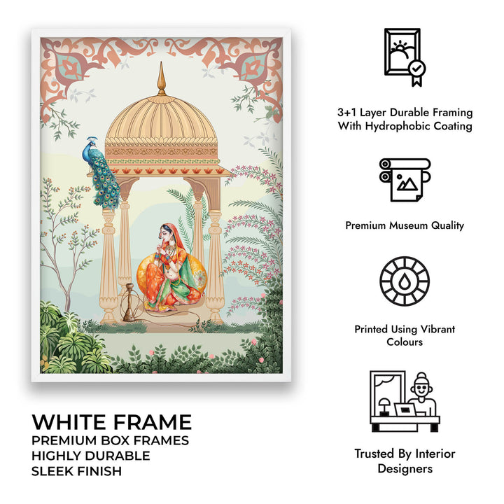 Queen &amp; Peacock - Mughal Art