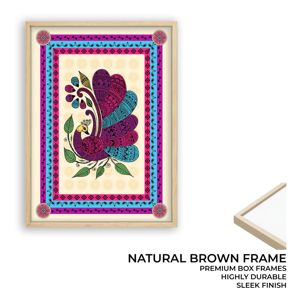 Vivid Peacock - Madhubani Art