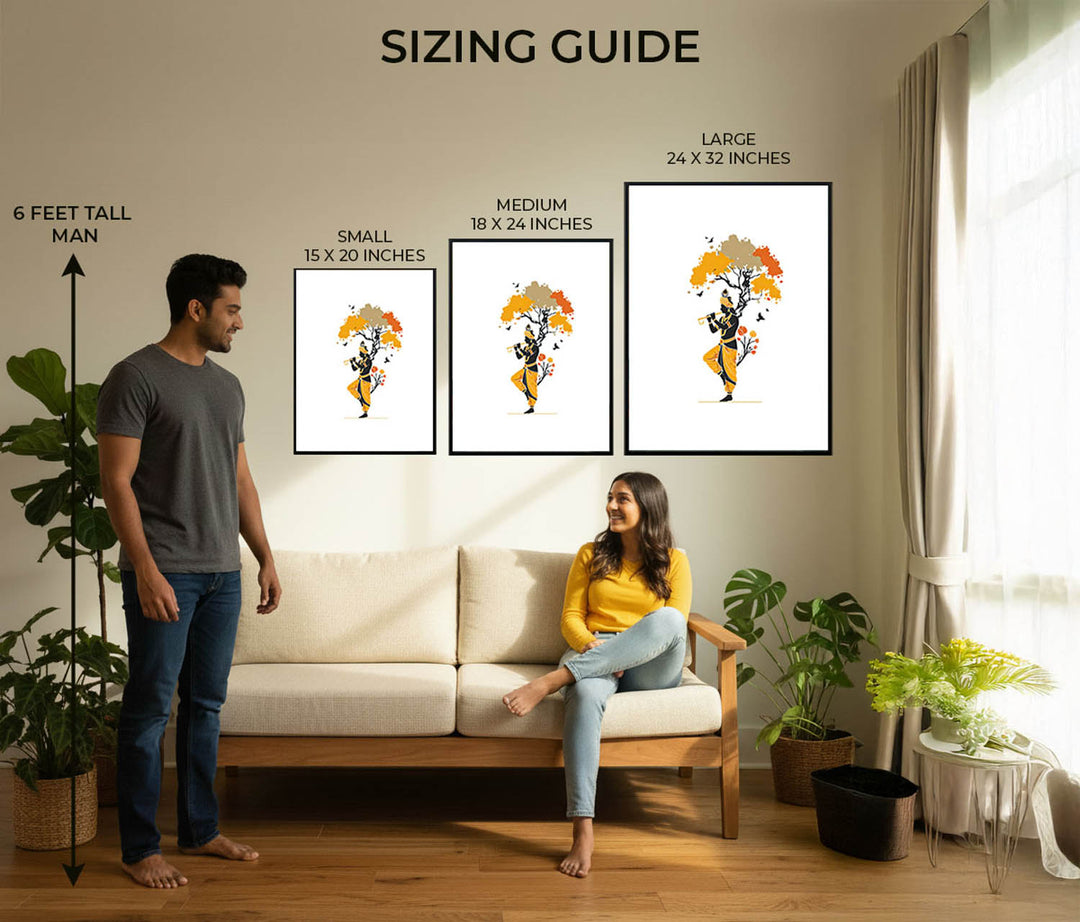 Krishna Playing Flute Under Tree – Vastu Painting