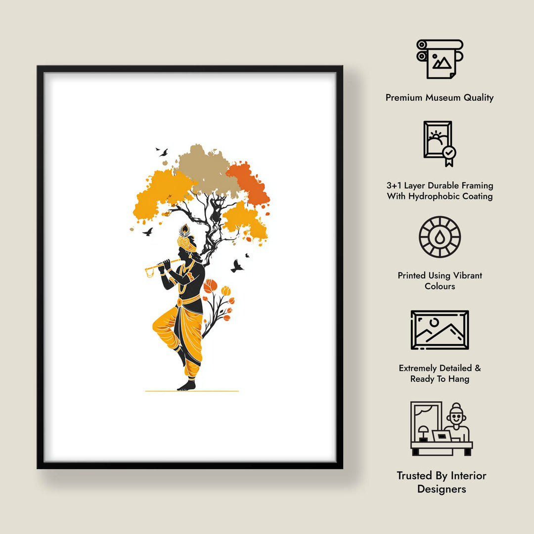 Krishna Playing Flute Under Tree – Vastu Painting