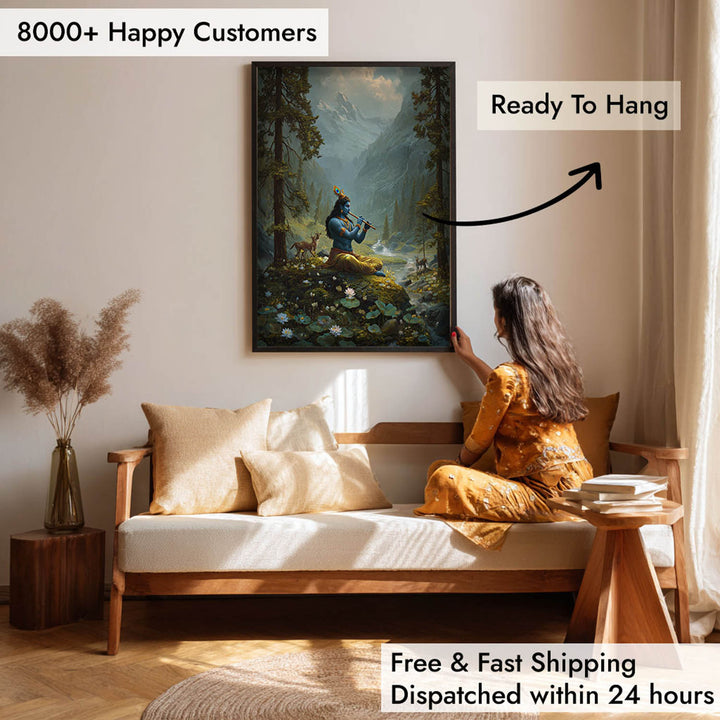 Krishna in the Valley Painting – Divine Flute