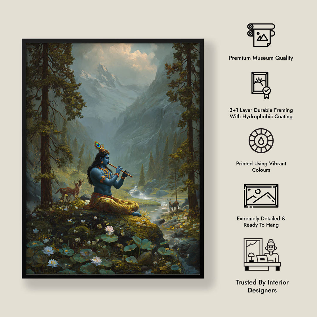 Krishna in the Valley Painting – Divine Flute
