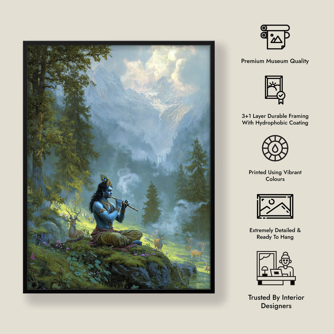 Krishn in the Valley Painting – Divine Flute