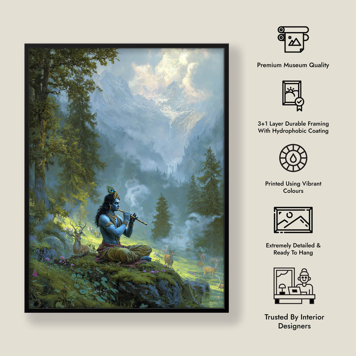 Krishn in the Valley Painting – Divine Flute
