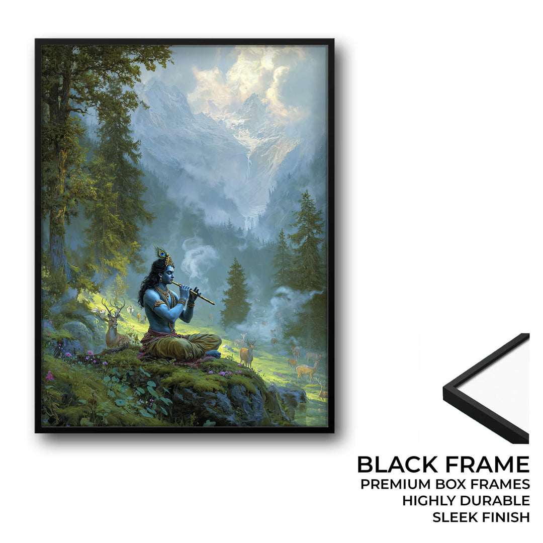 Krishn in the Valley Painting – Divine Flute