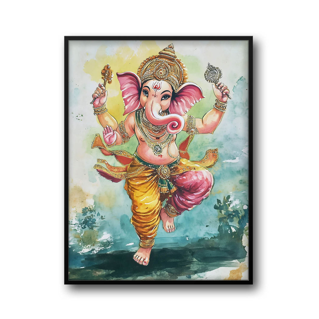 Lord Ganesh Dancing  - God Painting