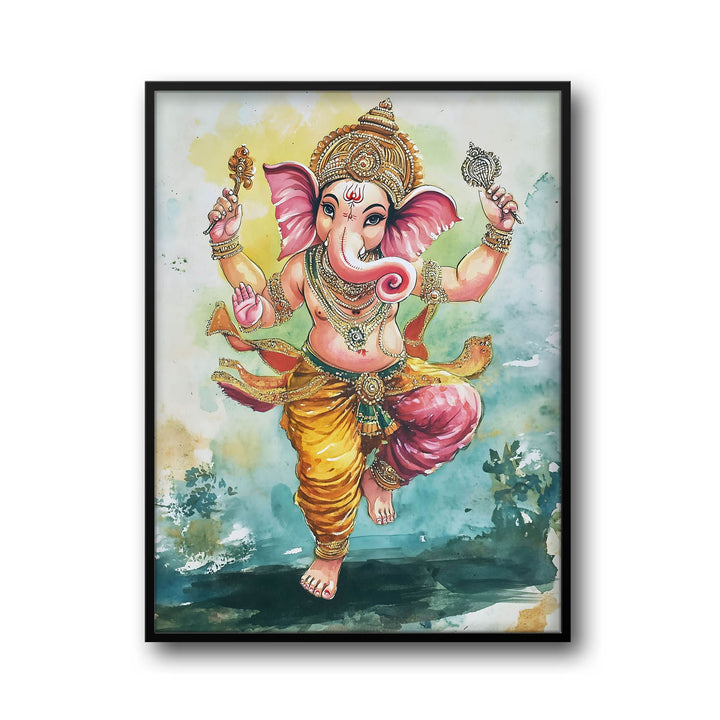 Lord Ganesh Dancing  - God Painting