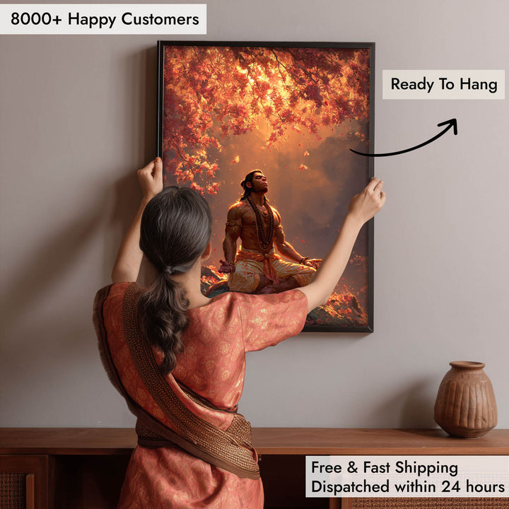 Lord Hanuman Meditation Painting – Vastu Wall Art