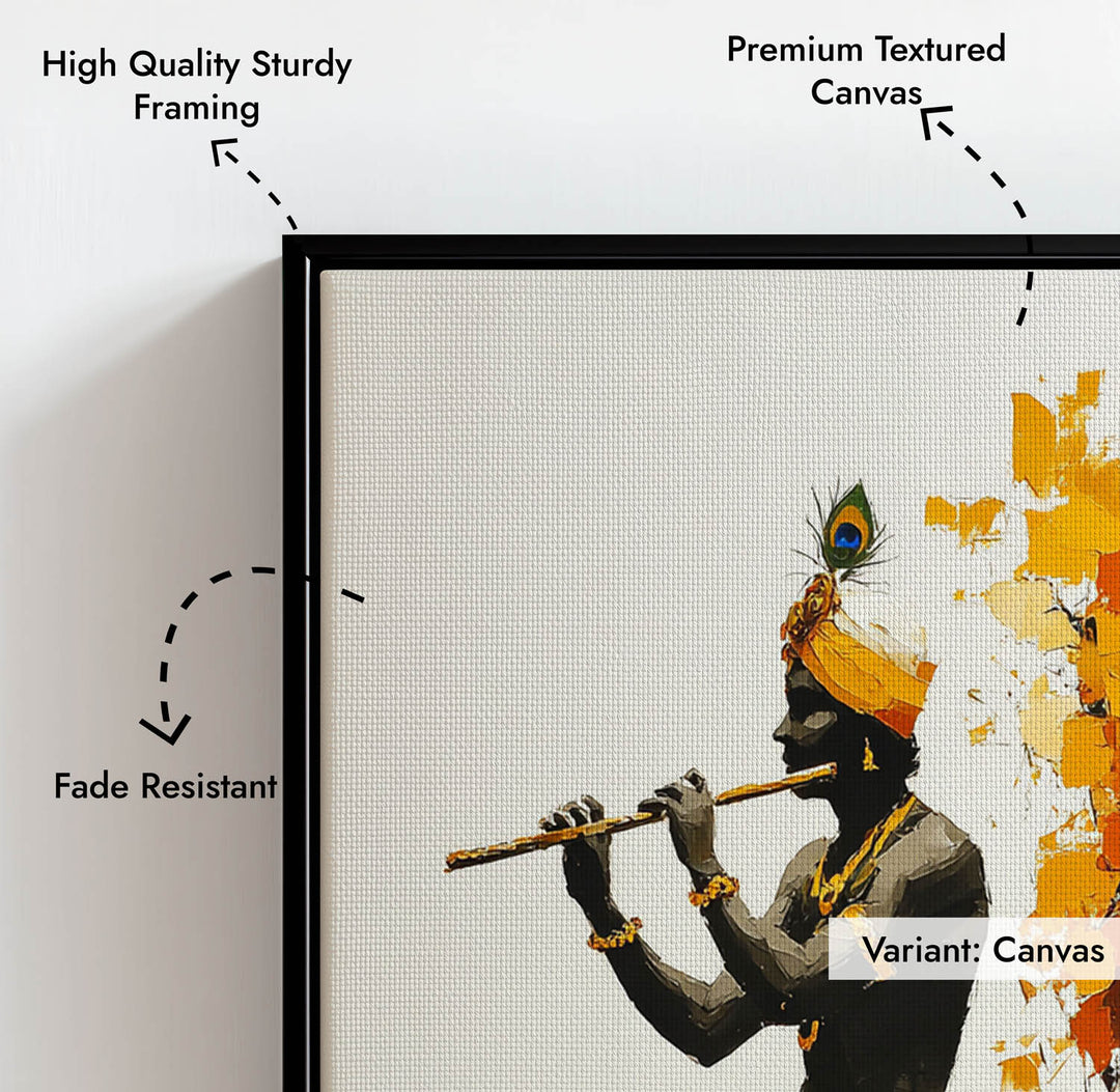 Lord Krishna Flute Painting with Tree – Vastu Wall Art