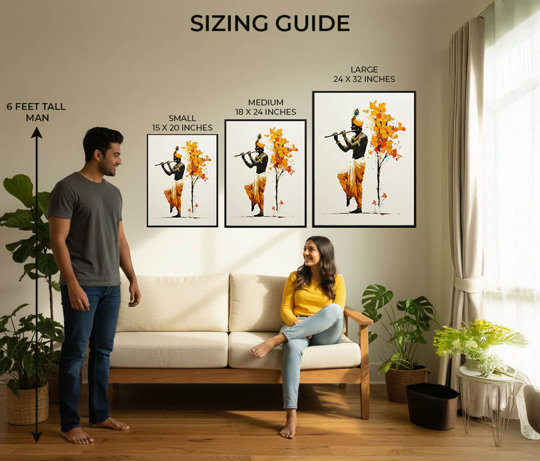 Lord Krishna Flute Painting with Tree – Vastu Wall Art
