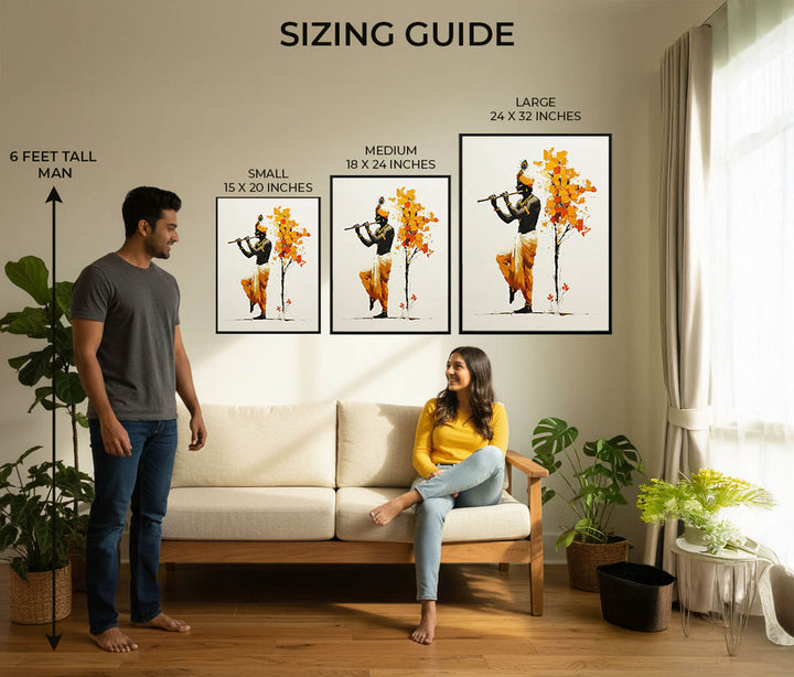 Lord Krishna Flute Painting with Tree – Vastu Wall Art