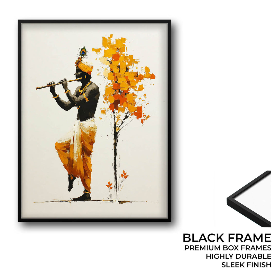 Lord Krishna Flute Painting with Tree – Vastu Wall Art