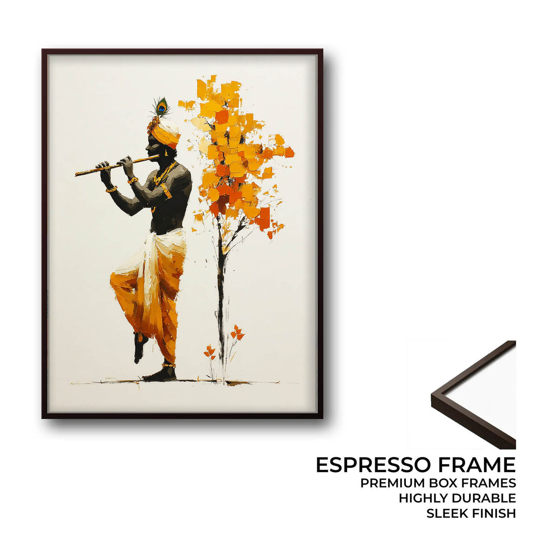 Lord Krishna Flute Painting with Tree – Vastu Wall Art