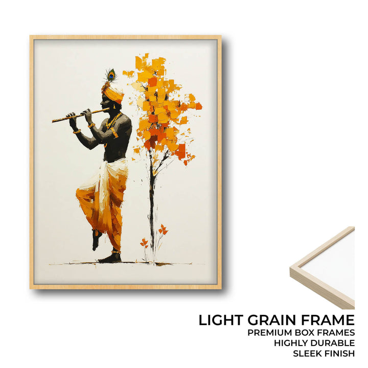 Lord Krishna Flute Painting with Tree – Vastu Wall Art